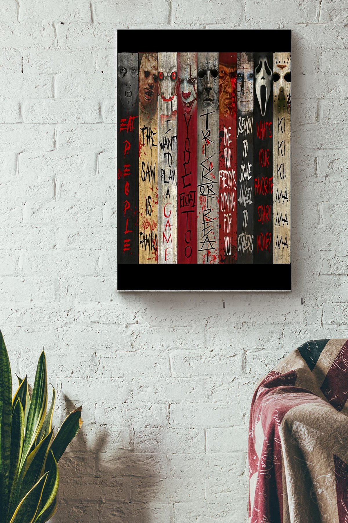 Horror Movie Characters The Saw Pennywise Ghostface Jason Voorhees Michael Myers Freddy Canvas Gallery Painting Wrapped Canvas  Wrapped Canvas 8x10