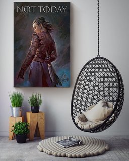 Not Today Arya Stark Canvas Game Gift For A Song Of Ice And Fire Fan, Game Of Thrones Fan, Gamer, Film Lover Canvas Framed Prints, Canvas Paintings Wrapped Canvas 16x24