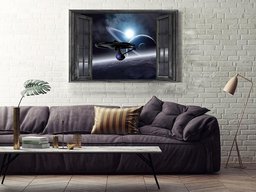 Spacecraft Star War Window View Movie Gallery Canvas Painting For Housewarming 03 Framed Prints, Canvas Paintings Wrapped Canvas 16x24