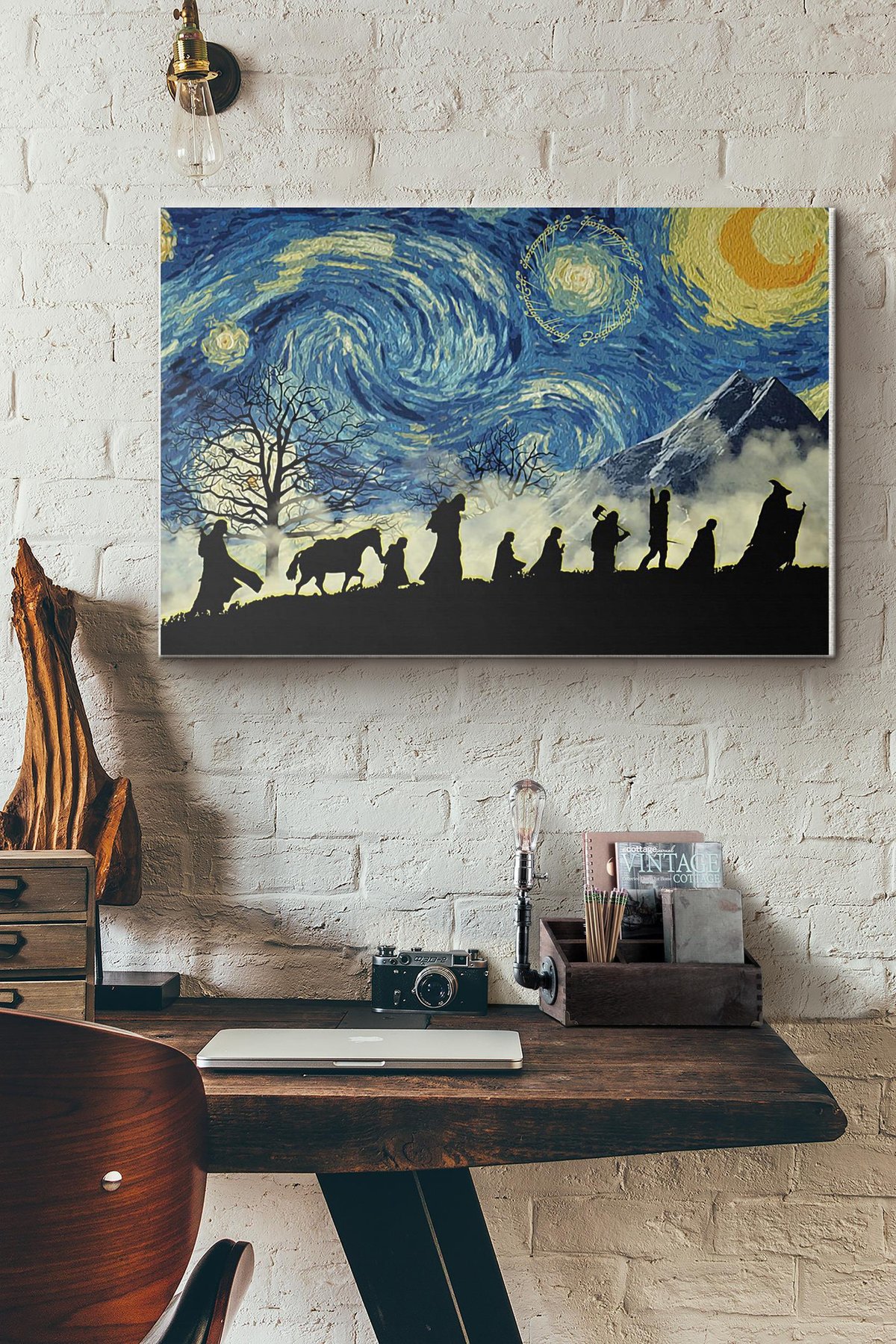 The Lord Of The Rings The Fellowship Of The Ring Starry Night Vincent Van Gogh Canvas Painting Ideas, Canvas Hanging Prints, Gift Idea Framed Prints, Canvas Paintings Wrapped Canvas 8x10