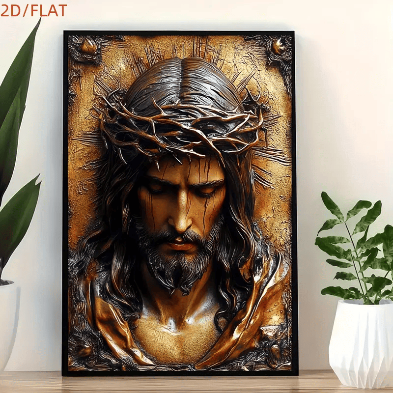Jesus with Crown of Thorns Canvas, Dramatic Christian Wall Art, Passion ...