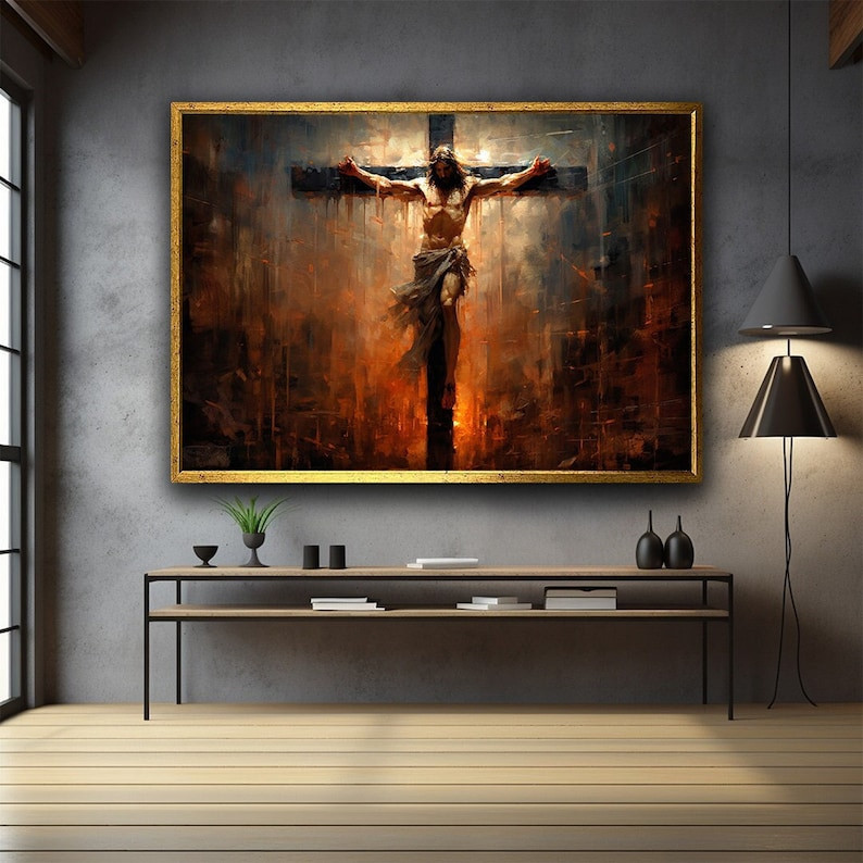 Jesus on the Cross Wall Art, Crucifixion of Christ Canvas Print ...