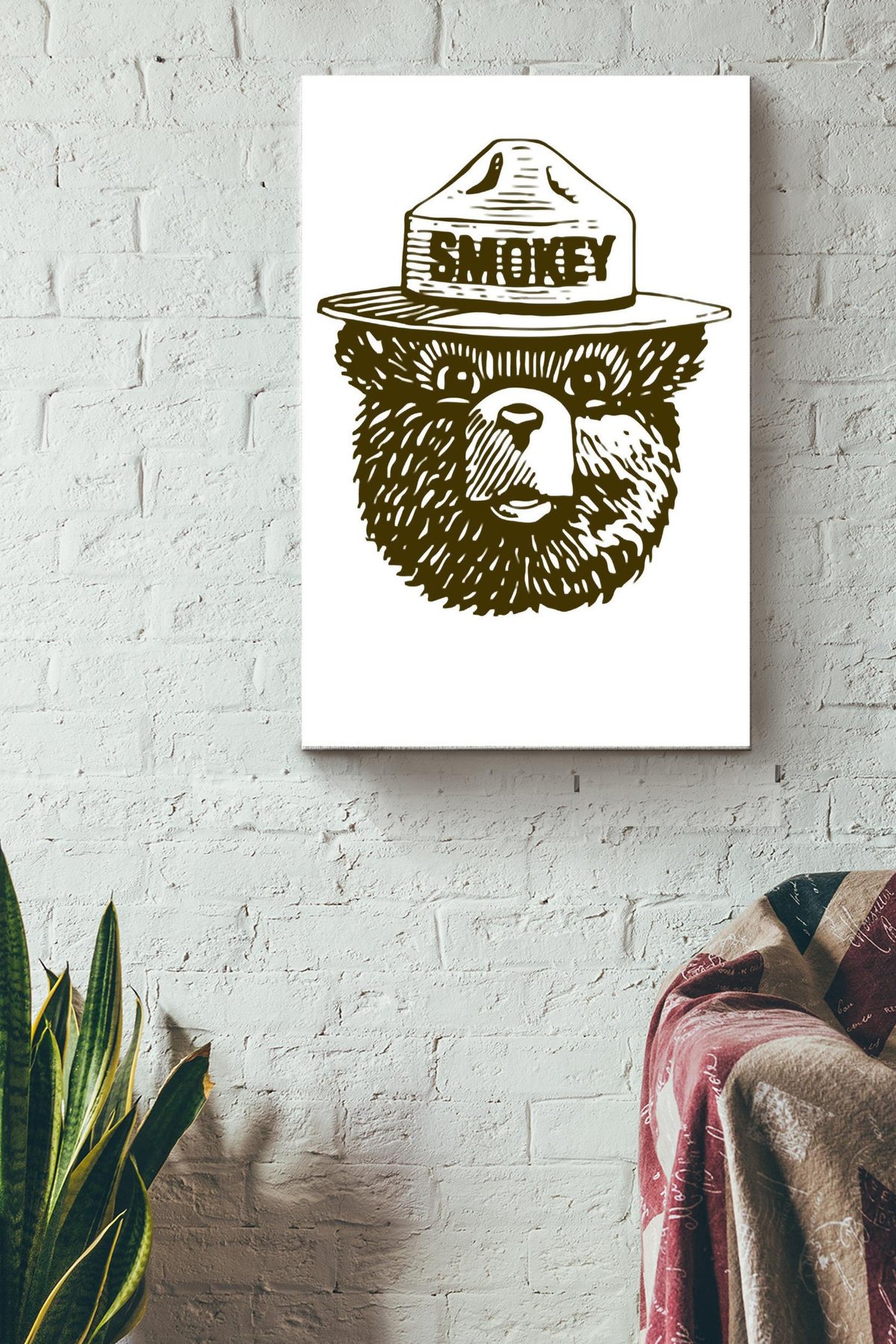 Bear Smokey Vintage Canvas Canvas Gallery Painting Wrapped Canvas Framed Gift Idea Wrapped Canvas 8x10
