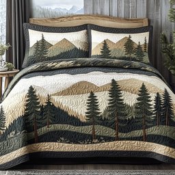 Forest Lodge 3 Piece Quilted Bedding Set Gift For Nature Lovers