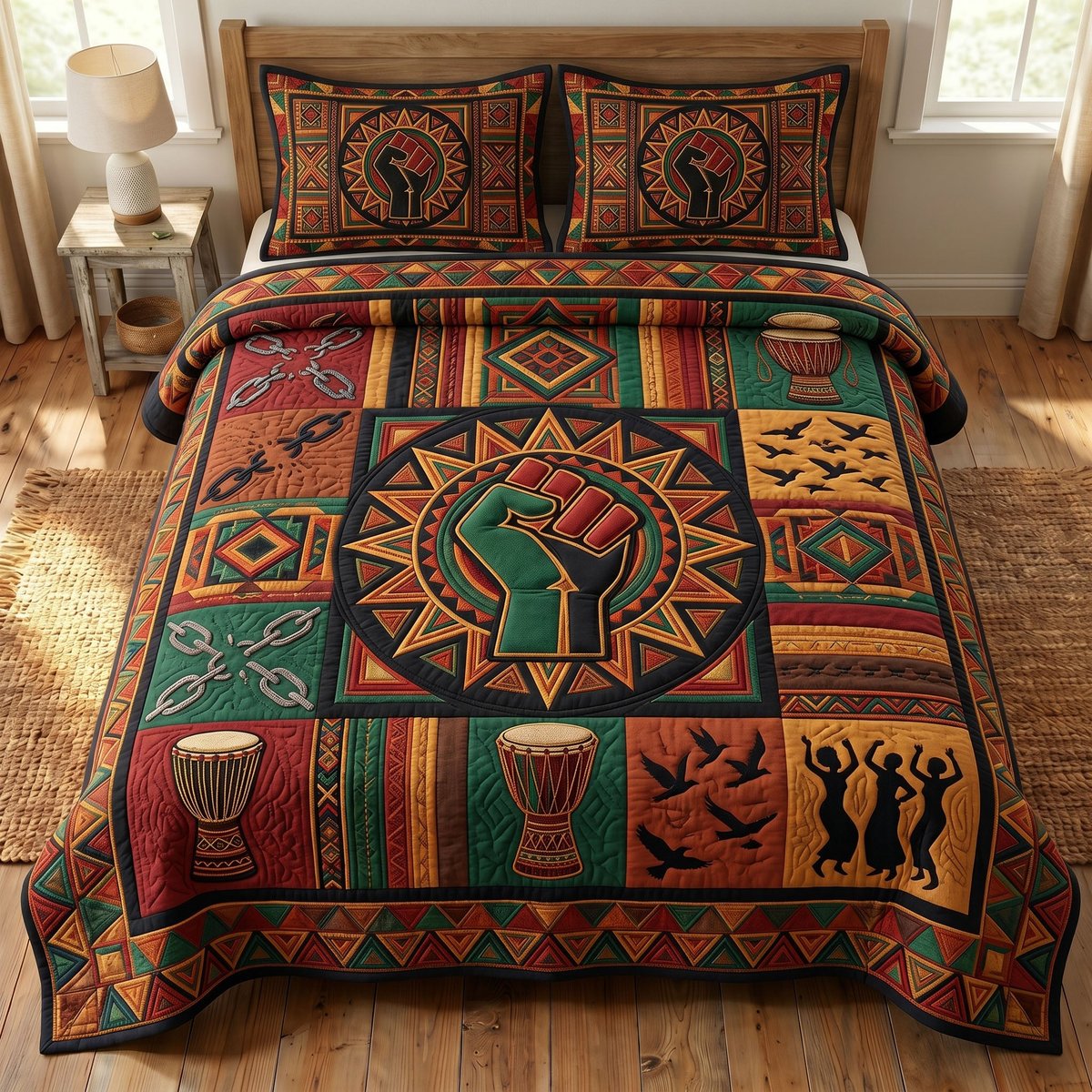 Juneteenth Soul 3 Piece Quilted Bedding Set Gift For African American Heritage Lovers