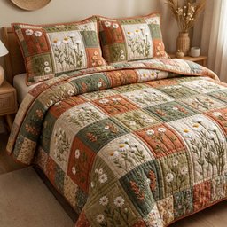 Blossom Grace 3 Piece Quilted Bedding Set Gift For Flower Lovers