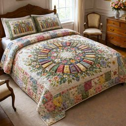 Wildflower Books 3 Piece Quilted Bedding Set Gift For Flower Lovers