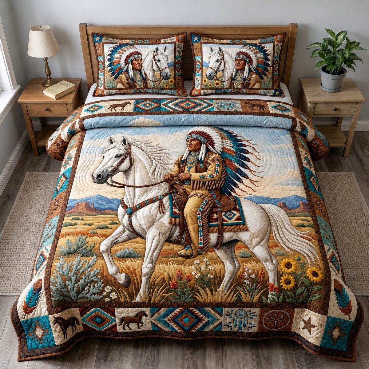 Native Legacy 3 Piece Quilted Bedding Set Gift For African American Heritage Lovers