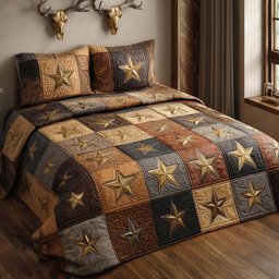 Western Star 3 Piece Quilted Bedding Set Gift For Western Lovers