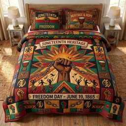 Juneteenth Soul 3 Piece Quilted Bedding Set Gift For African American Heritage Lovers