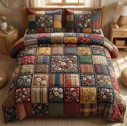 Patchy Bloom 3 Piece Quilted Bedding Set Gift For Flower Lovers