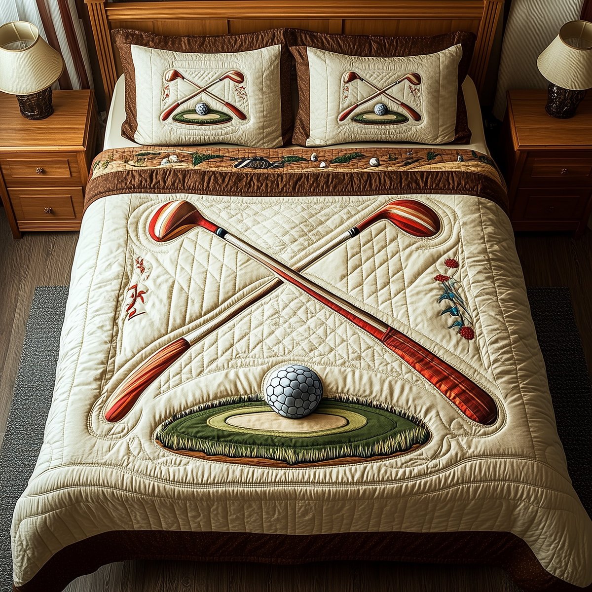 In the Golf Bag 3 Piece Quilted Bedding Set Gift For Sports Fans