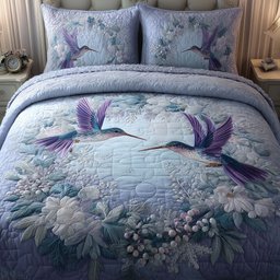 Hummingbird Heaven 3 Piece Quilted Bedding Set Gift For Bird Lovers
