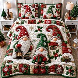 Gnomes Magic 3 Piece Quilted Bedding Set Gift For Fantasy Lovers