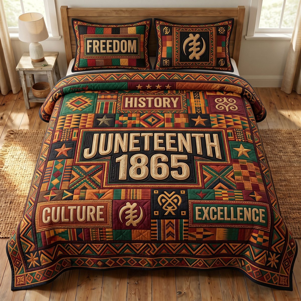 Juneteenth Soul 3 Piece Quilted Bedding Set Gift For African American Heritage Lovers