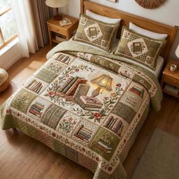 Wildflower Books 3 Piece Quilted Bedding Set Gift For Flower Lovers