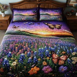 Serene Bluebonnet 3 Piece Quilted Bedding Set Gift For Western Lovers
