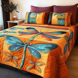 Shining Dragonfly 3 Piece Quilted Bedding Set Gift For Butterfly Lovers
