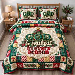 Christian 3 Piece Quilted Bedding Set Christmas Gift For Christians