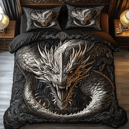 Majestic Dragon 3 Piece Quilted Bedding Set Gift For Fantasy Lovers