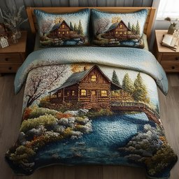 Meadow Cabin 3 Piece Quilted Bedding Set Gift For Flower Lovers