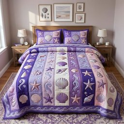 Coastal Whisper Beach 3 Piece Quilted Bedding Set Gift For Beach Lovers