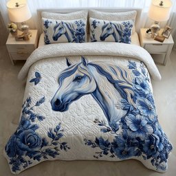 Prairie Horse 3 Piece Quilted Bedding Set Gift For Horse Lovers
