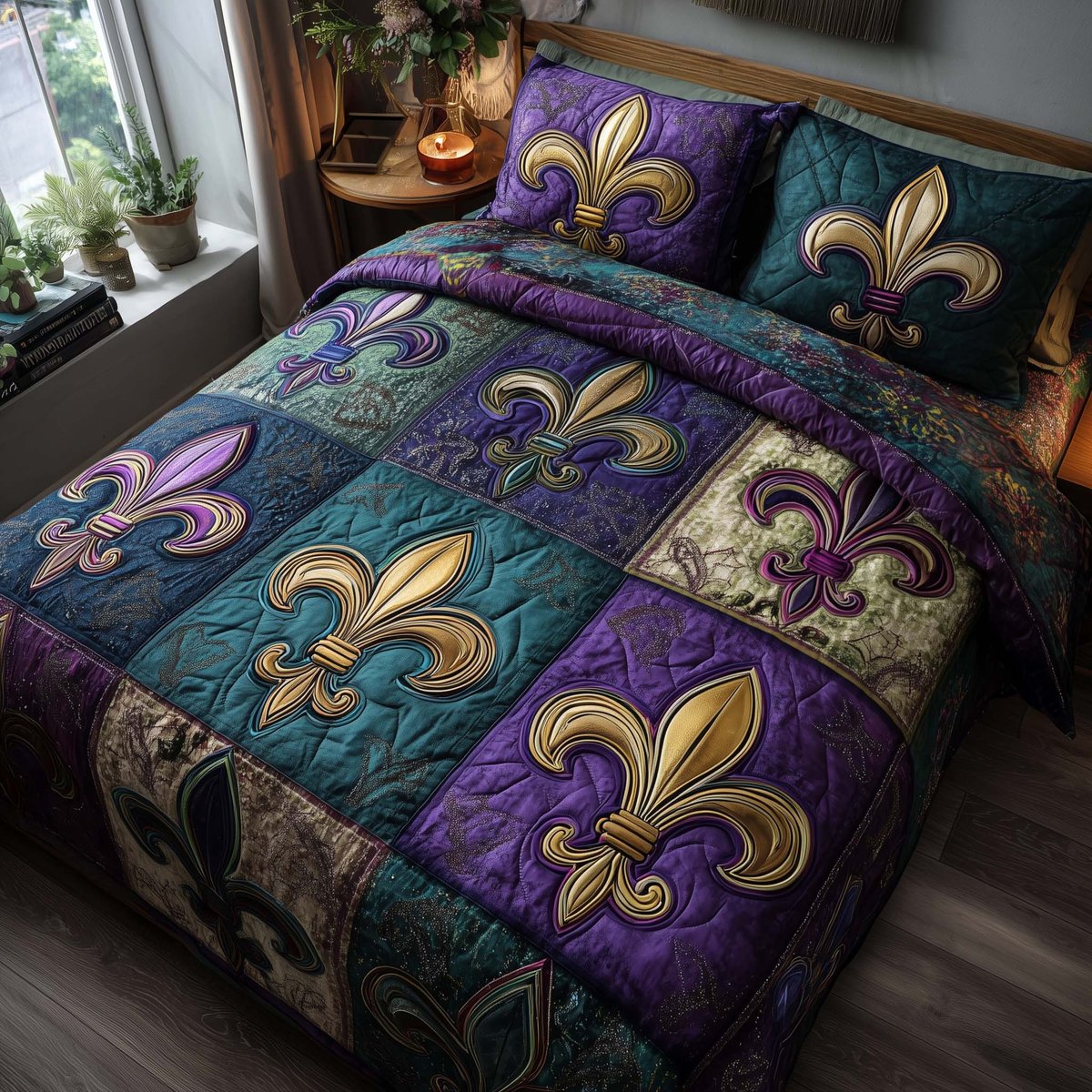 Carnival Crest 3 Piece Quilted Bedding Set Gift For Home Decor Lovers