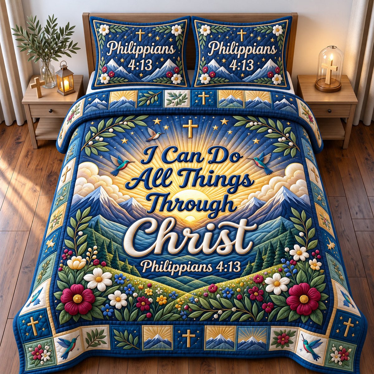 Christian Faith 3 Piece Quilted Bedding Set Gift For Christians
