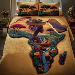 African Dream 3 Piece Quilted Bedding Set Gift For African American Heritage Lovers