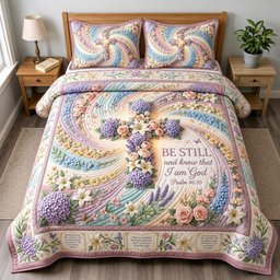 Bible Blossoms 3 Piece Quilted Bedding Set Gift For Christians