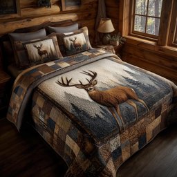 Deer 3 Piece Quilted Bedding Set Gift For Hunters