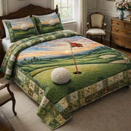 Tee Time 3 Piece Quilted Bedding Set Gift For Sports Fans