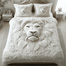 Majestic Lion King 3 Piece Quilted Bedding Set Gift For Lion Lovers