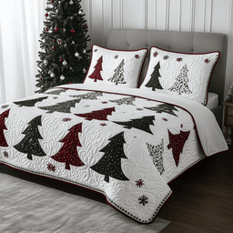 Tree 3 Piece Quilted Bedding Set Christmas Gift For Holiday Decor Lovers
