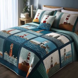 Mariner Spire Nautical 3 Piece Quilted Bedding Set Gift For Beach Lovers
