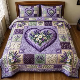 Floral Patchwork 3 Piece Quilted Bedding Set Gift For Flower Lovers