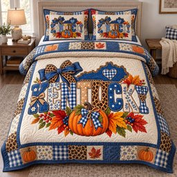 Kentucky Fall 3 Piece Quilted Bedding Set Gift For Home Decor Lovers