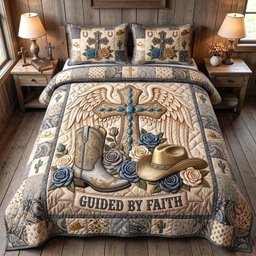 Western Grace Christian 3 Piece Quilted Bedding Set Gift For Western Lovers