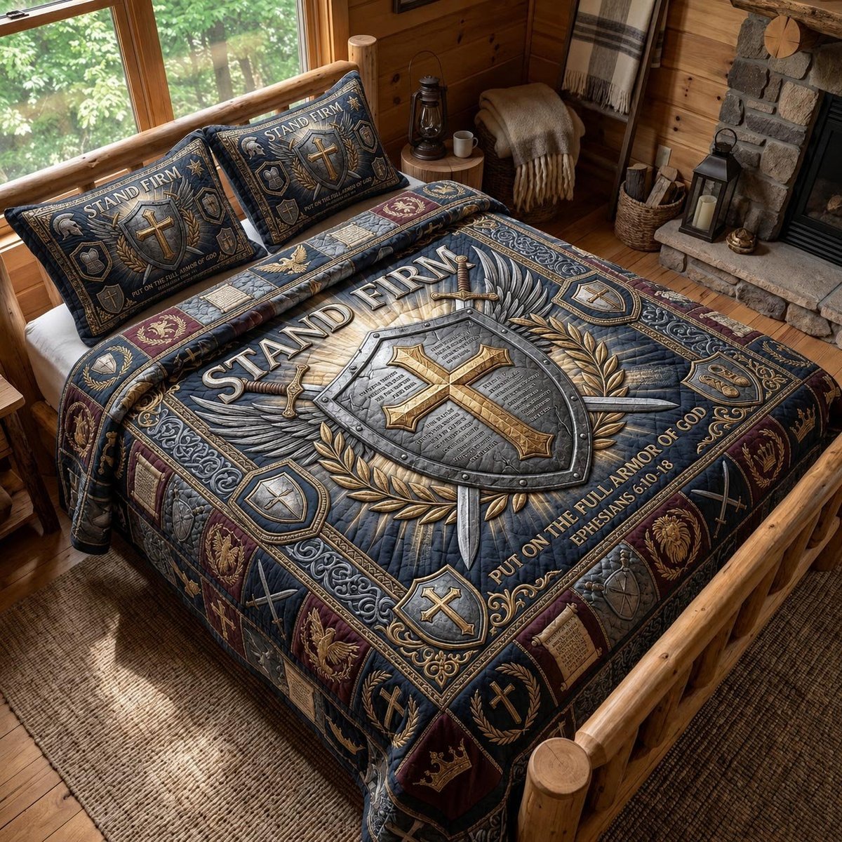 Sacred Armor Christian 3 Piece Quilted Bedding Set Gift For Christians