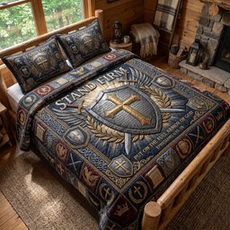 Sacred Armor Christian 3 Piece Quilted Bedding Set Gift For Christians