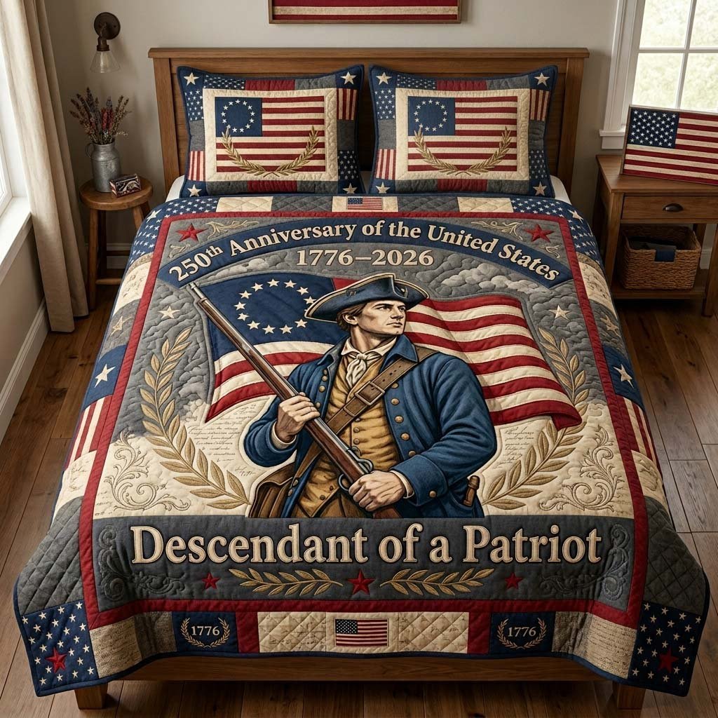 Heritage Guard 3 Piece Quilted Bedding Set Gift For African American Heritage Lovers