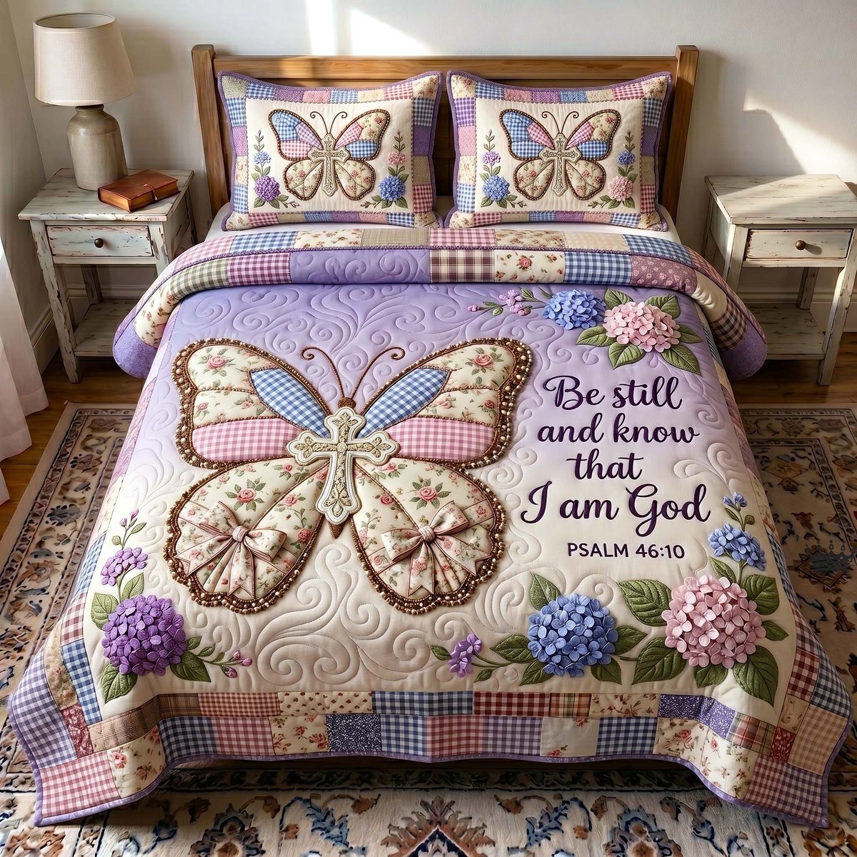 Wings of Faith Christian 3 Piece Quilted Bedding Set Gift For Christians