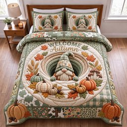 Welcome Harvest 3 Piece Quilted Bedding Set Gift For Gothic Decor Lovers