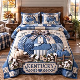 Kentucky Fall 3 Piece Quilted Bedding Set Gift For Home Decor Lovers