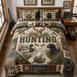 Hunting Season Deer 3 Piece Quilted Bedding Set Gift For Hunters