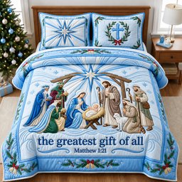 The Greatest Gift 3 Piece Quilted Bedding Set Gift For Holiday Decor Lovers
