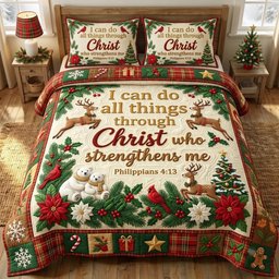 Floral Bible 3 Piece Quilted Bedding Set Christmas Gift For Christians