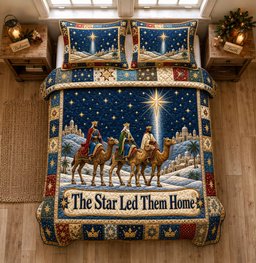 The Star Led Them Home 3 Piece Quilted Bedding Set Gift For Holiday Decor Lovers