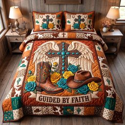 Western Grace Christian 3 Piece Quilted Bedding Set Gift For Western Lovers